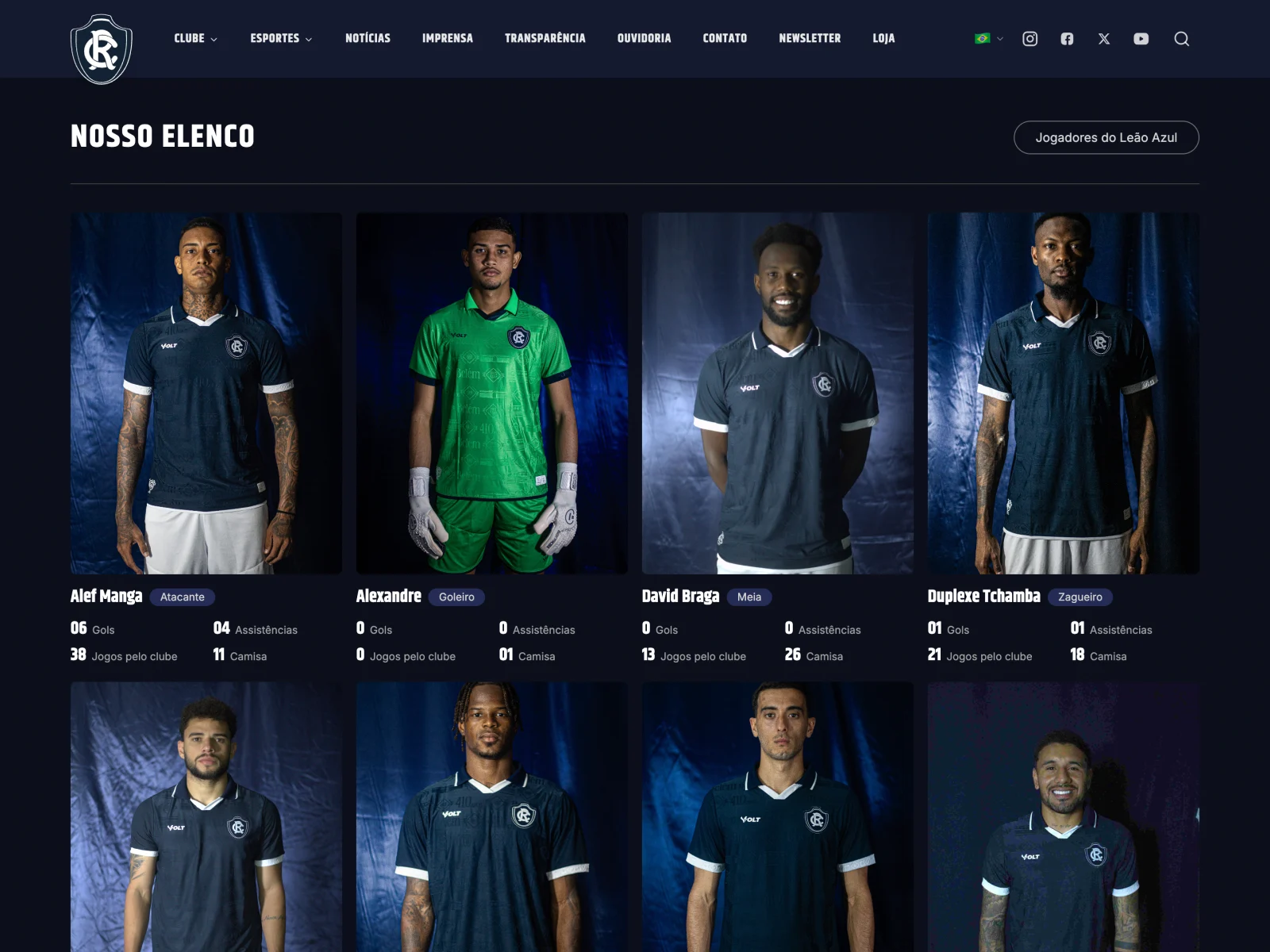 Squad and player profiles on the Clube do Remo website
